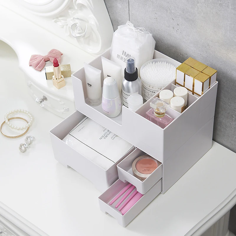 

Multi Layer Drawer Makeup Organizer Women Cosmetic Jewelry Lipstick Make Up Brush Container Dressing Table Sundries Storage Box