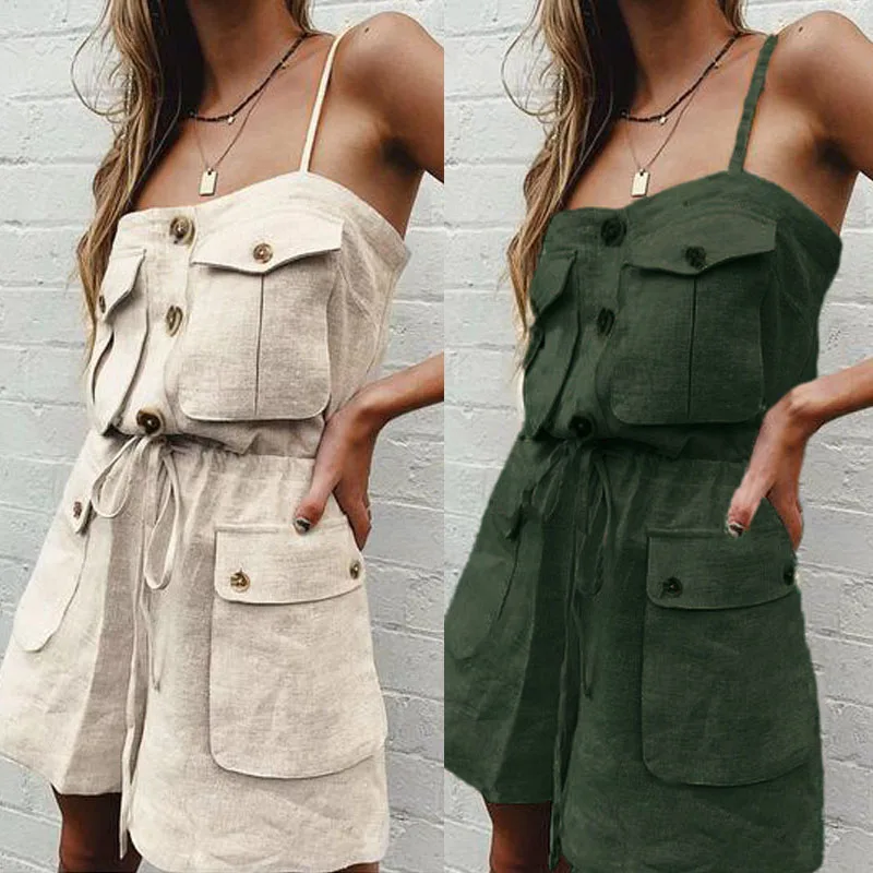 Sexy Overalls Women's Jumpsuits 2019 ZANZEA Multi-pockets Rompers Spaghetti Strap Playsuit Pant Woman Pantalon Combinaison Femme
Sexy Overalls Women's Jumpsuits 2019 ZANZEA Multi-pockets Rompers Spaghetti Strap Playsuit Pant Woman Pantalon Combinaison Femme