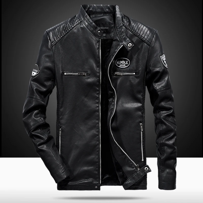 Autumn Winter Motorcycle Leather Jacket Men Stand Collar Mens PU Jackets Coats Patch Designs Men's Leather Jacket Coat
Autumn Winter Motorcycle Leather Jacket Men Stand Collar Mens PU Jackets Coats Patch Designs Men's Leather Jacket Coat