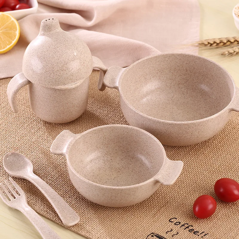 Wheat Stalk Children Tableware 5pcs / set Baby Dishes Plate Bowl Cup Fork Spoon Dinnerware Feeding Set Food Container Cutlery
Wheat Stalk Children Tableware 5pcs / set Baby Dishes Plate Bowl Cup Fork Spoon Dinnerware Feeding Set Food Container Cutlery