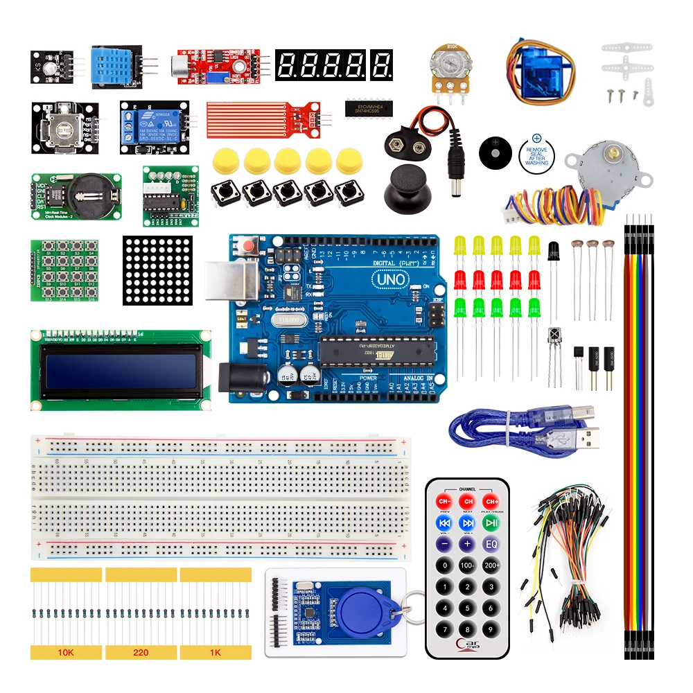 

UNO R3 KIT Upgraded version for Arduino Starter Kit RFID Learn Suite Stepper Motor + ULN2003 Free Shipping 1 set
