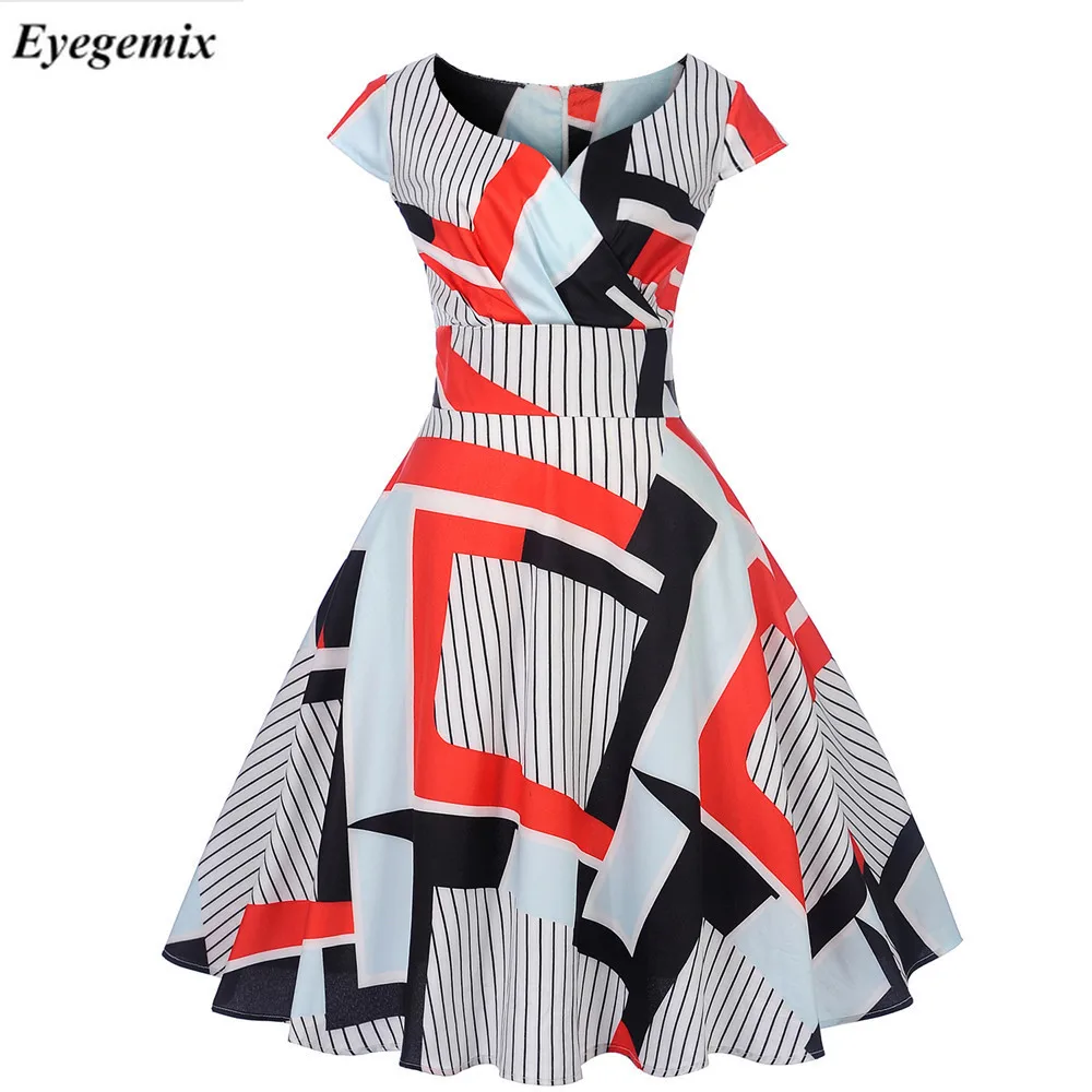 2019 Summer New Fashion Geometry Print Dress Women Casual Cute Dresses Short Sleeve Elegant Floral Office Slim Party Dress
2019 Summer New Fashion Geometry Print Dress Women Casual Cute Dresses Short Sleeve Elegant Floral Office Slim Party Dress