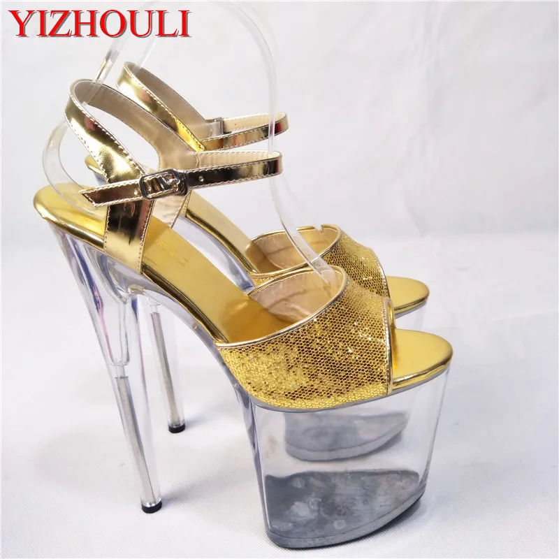 Gold stage 20 cm crystal shoes, transparent super thick waterproof platform decorative platform sandals
Gold stage 20 cm crystal shoes, transparent super thick waterproof platform decorative platform sandals