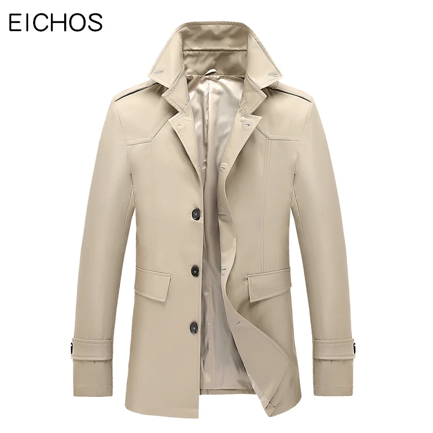 EICHOS Spring Autumn Mens Trench Coat Stand Collar Classic Windbreaker Slim Fit Long Coats Men British Style Business Outwear 
EICHOS Spring Autumn Mens Trench Coat Stand Collar Classic Windbreaker Slim Fit Long Coats Men British Style Business Outwear