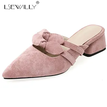 Lsewilly Plus size 31-47 2018 Newest women sandals pointed toe summer mules women shoes bowtie med heels ladies shoes K28 
Lsewilly Plus size 31-47 2018 Newest women sandals pointed toe summer mules women shoes bowtie med heels ladies shoes K28