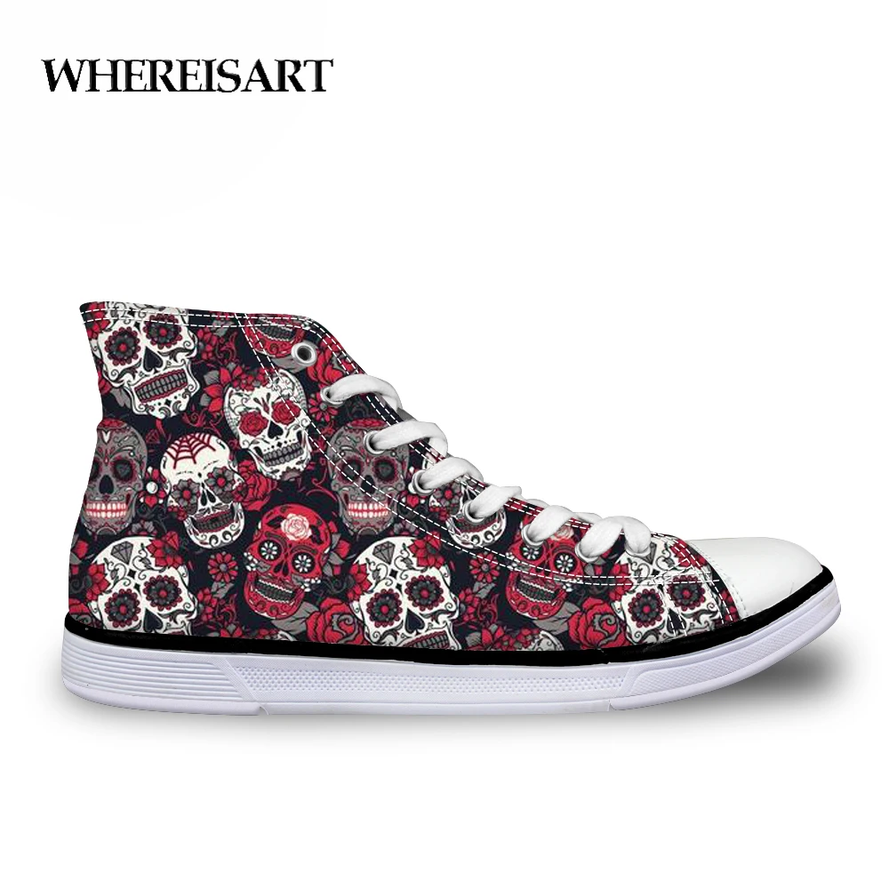 WHEREISART Trendy Sugar Skulls Pattern Women Vulcanize Shoes Woman Flat Canvas Shoes 2019 New for Female Leisure Canvas Sneaker
WHEREISART Trendy Sugar Skulls Pattern Women Vulcanize Shoes Woman Flat Canvas Shoes 2019 New for Female Leisure Canvas Sneaker