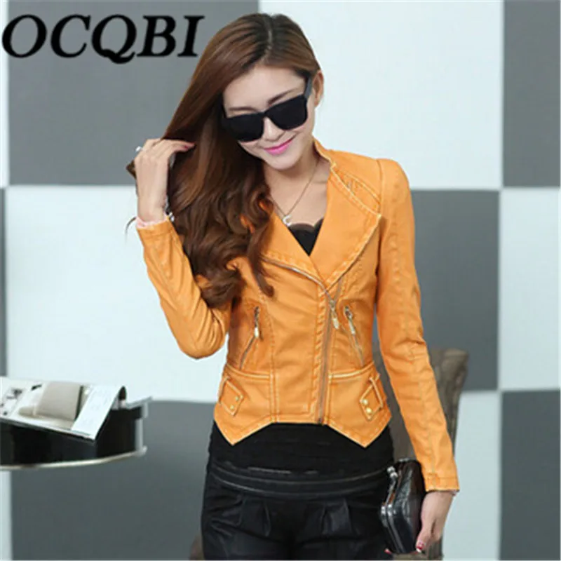 Yellow Bombers Jacket PU Leather Motor Coat Short Section Slim Coat New Style Fashion Leather Women Elegant Coat
Yellow Bombers Jacket PU Leather Motor Coat Short Section Slim Coat New Style Fashion Leather Women Elegant Coat