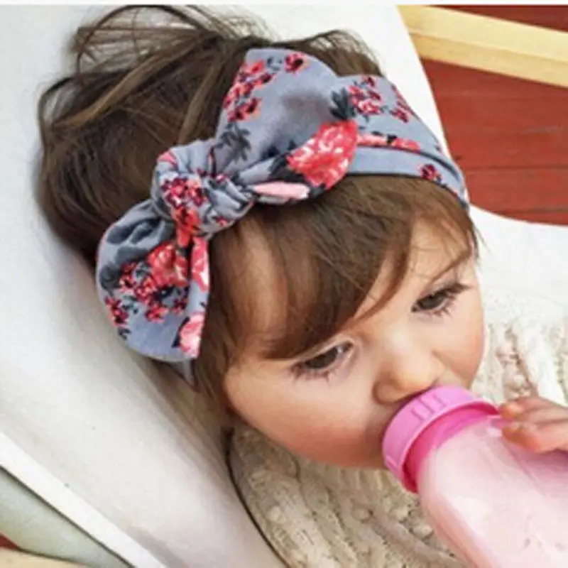 2017 Kid Baby Girl Cotton Elastic Hairband Children Stretch Turban Flower Rabbit Headband Headwear Hair Band Accessories | Детская