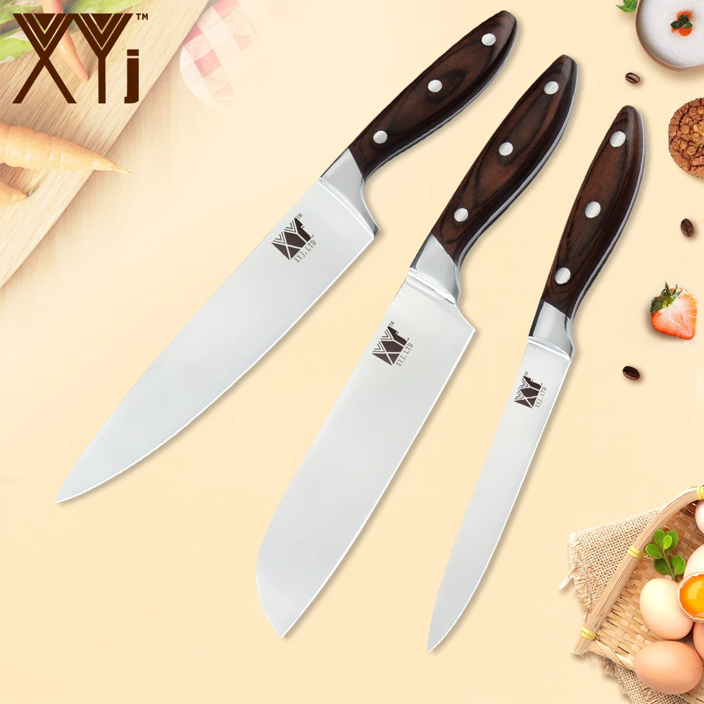 XYj 3pcs Stainless Steel Knife Set 7CR17 Sharp Blade Bend Wood Handle Santoku Chef Uitlity Knife Kitchen Tools Cooking Accessory
XYj 3pcs Stainless Steel Knife Set 7CR17 Sharp Blade Bend Wood Handle Santoku Chef Uitlity Knife Kitchen Tools Cooking Accessory