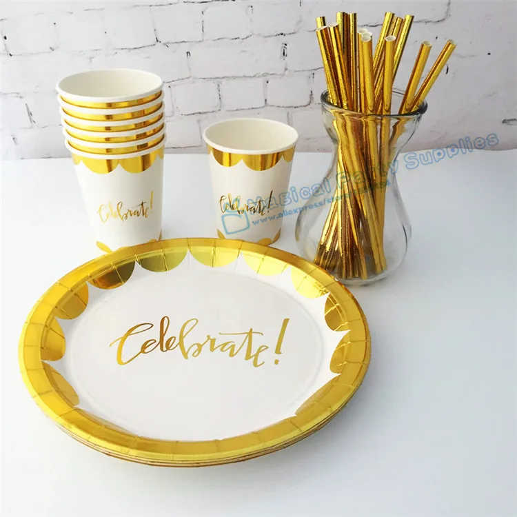 40 Sets Foil Gold Celebrate Tableware Metallic Gold Paper Plates Cups Napkins for Great Gatsby 30th 40th 50th Birthday Decor
40 Sets Foil Gold Celebrate Tableware Metallic Gold Paper Plates Cups Napkins for Great Gatsby 30th 40th 50th Birthday Decor