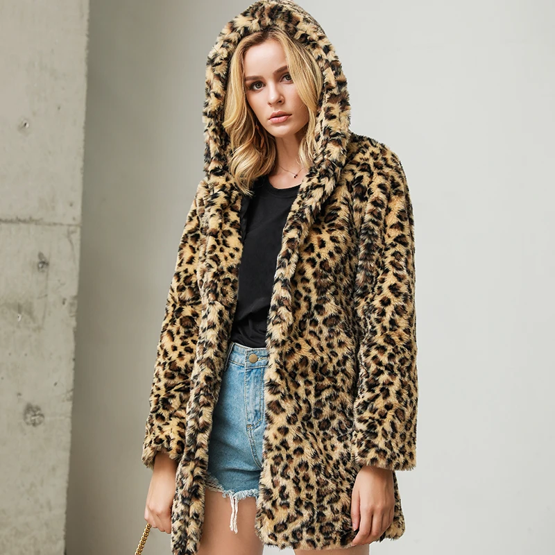 2019 Winter Fashion Women Faux Fur Coat Long Leopard Jacket Windbreaker Female Hooded Long Sleeve Large Size Loose Outwear
2019 Winter Fashion Women Faux Fur Coat Long Leopard Jacket Windbreaker Female Hooded Long Sleeve Large Size Loose Outwear