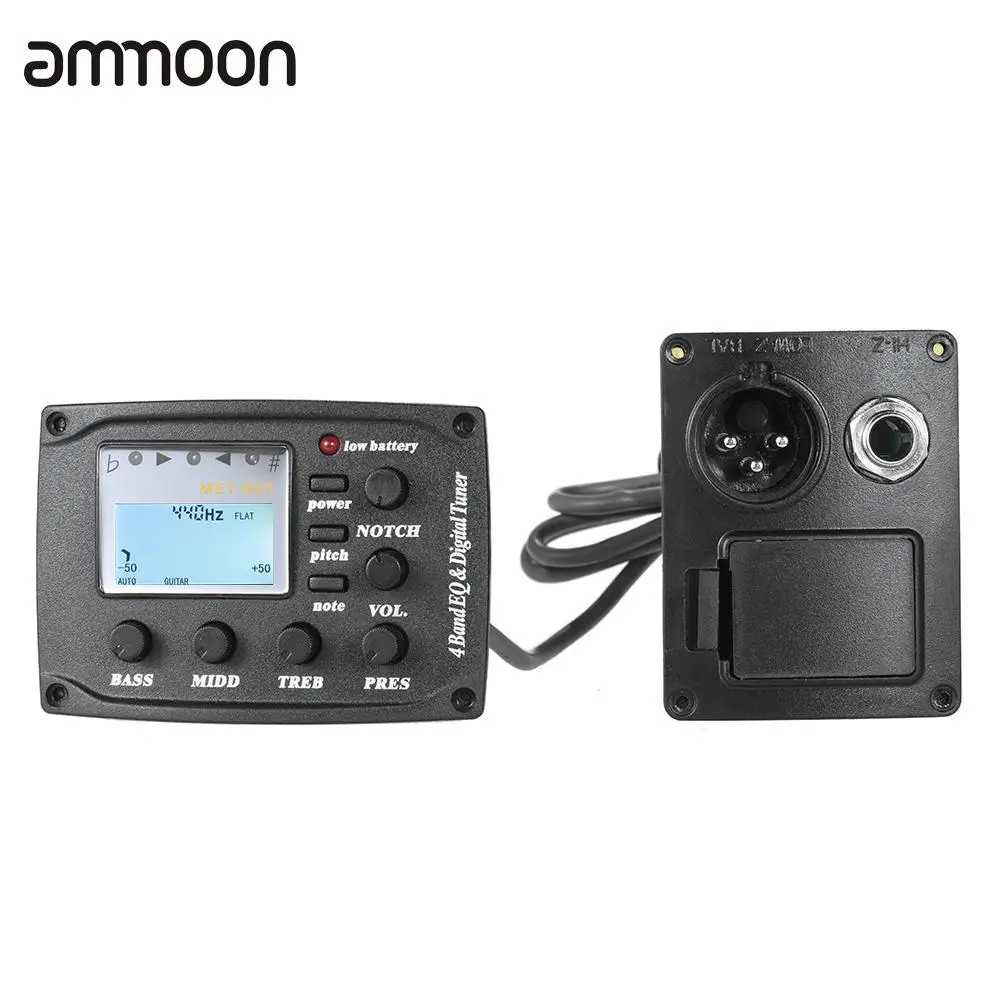Acoustic Guitar 4-Band EQ Equalizer Tone and Volume Amplifier Preamp Piezo Pickup with Pitch Note Notch Function LCD Display
Acoustic Guitar 4-Band EQ Equalizer Tone and Volume Amplifier Preamp Piezo Pickup with Pitch Note Notch Function LCD Display