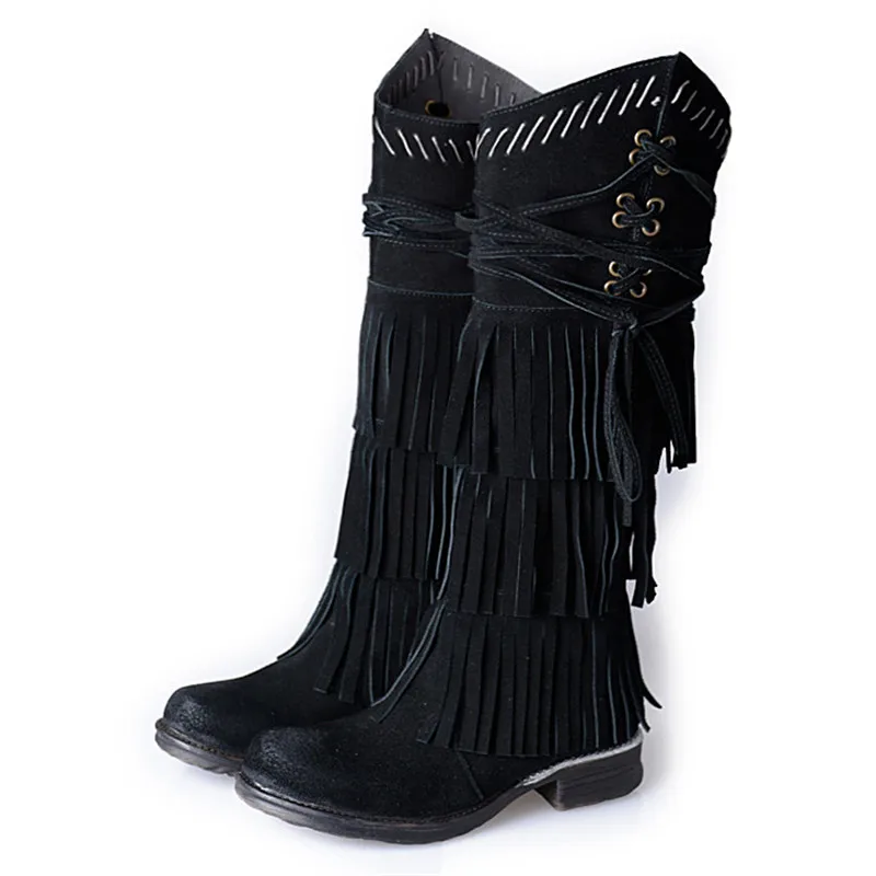 Fashion Suede Women Knee High Boots Full Fringed Long Boots Female Platform Flat Botas Mujer Tassels Riding Boot
Fashion Suede Women Knee High Boots Full Fringed Long Boots Female Platform Flat Botas Mujer Tassels Riding Boot