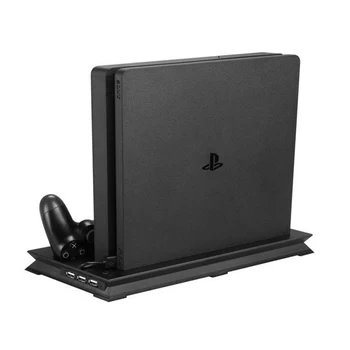 

PS4 Slim Accessories Cooling Fan Cooler Vertical Stand Cradle Dual Controllers Charging Dock USB Hub for Sony Playstation 4 Slim