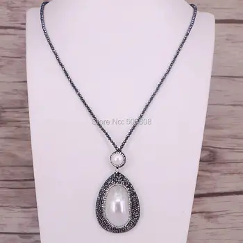 5Strands Rhinestone Pave mother of pearl pendant necklace Drop shell pendant black hematite stone beads necklace
5Strands Rhinestone Pave mother of pearl pendant necklace Drop shell pendant black hematite stone beads necklace