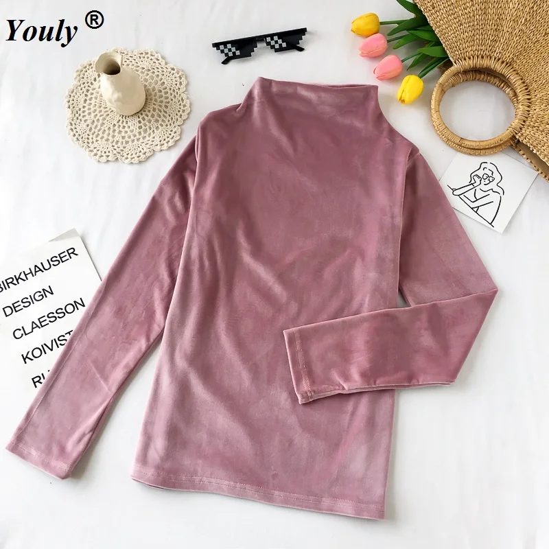 Turtleneck Pleuche Velvet Tops Women Long Sleeve T Shirts 2018 Spring Autumn Velour Solid T-Shirts Women Basic Bottom Shirt
Turtleneck Pleuche Velvet Tops Women Long Sleeve T Shirts 2018 Spring Autumn Velour Solid T-Shirts Women Basic Bottom Shirt