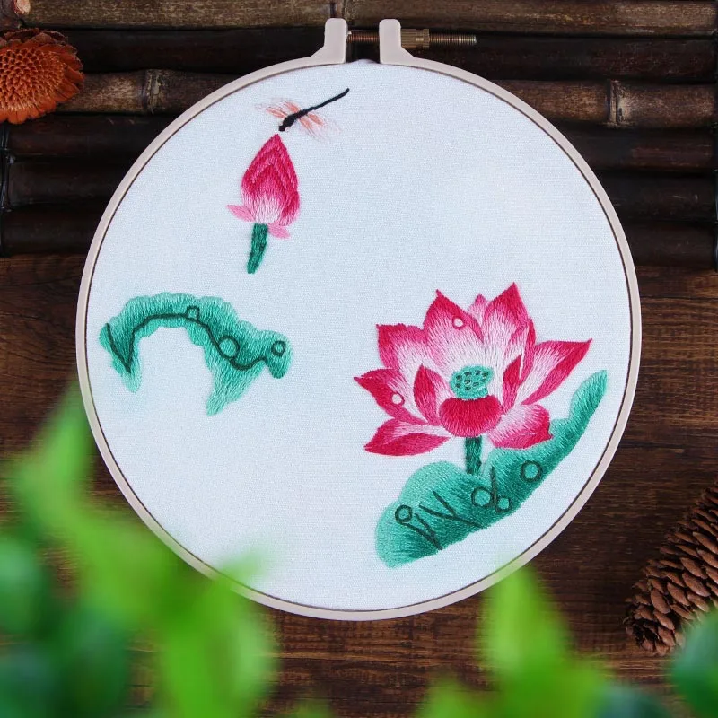 Chinese Louts Flower Embroidery Kit with Embroidery Hoop Floral Cross Stitch Needlework Swing Art Wall Painting Home Decor
Chinese Louts Flower Embroidery Kit with Embroidery Hoop Floral Cross Stitch Needlework Swing Art Wall Painting Home Decor