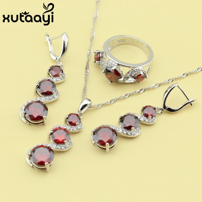 Fashion Women Wonderful Jewelry Sets 925 Silver Distinctive Synthetic Red Garnet Earring Ring Necklace Pendant Free Gift Box
Fashion Women Wonderful Jewelry Sets 925 Silver Distinctive Synthetic Red Garnet Earring Ring Necklace Pendant Free Gift Box
