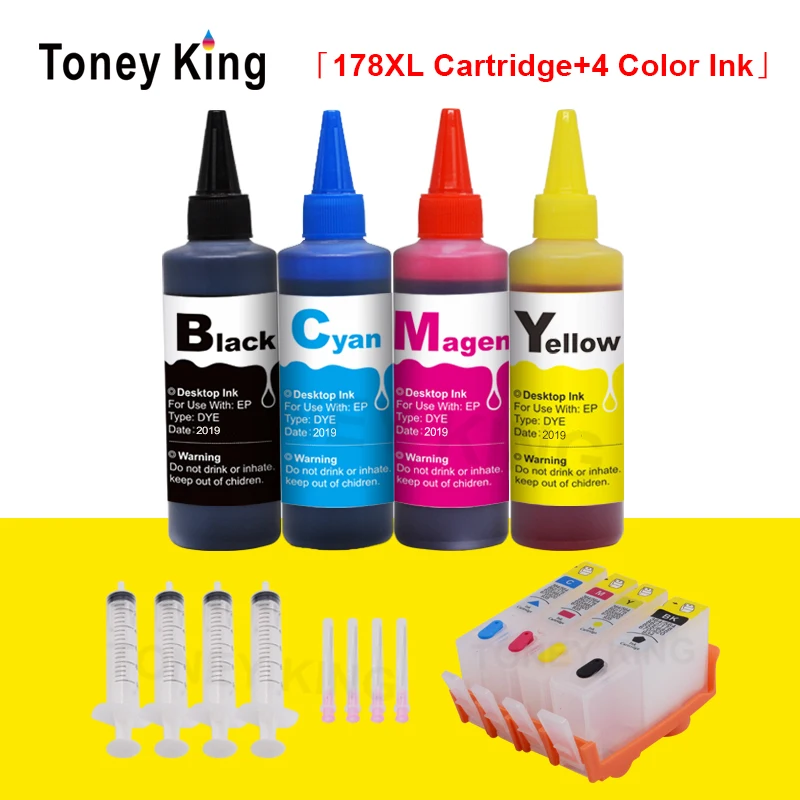 Toney King Replacement For HP 178 XL ink Cartridge Photosmart 7510 5515 B109 B110 B210 B209 Cartridges + Printer Ink Refill Kit
Toney King Replacement For HP 178 XL ink Cartridge Photosmart 7510 5515 B109 B110 B210 B209 Cartridges + Printer Ink Refill Kit