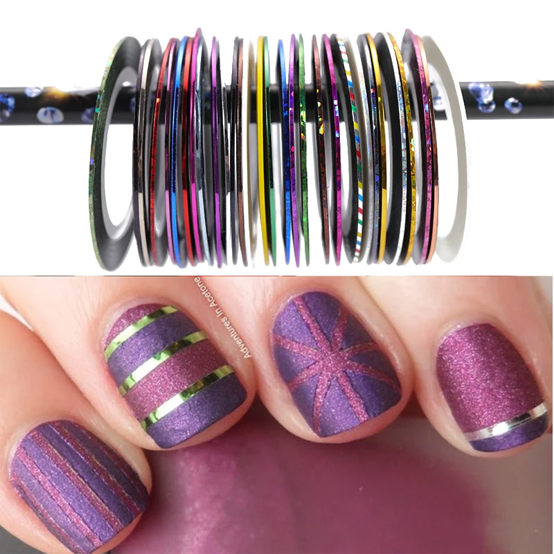 

30pcs Mix Color Rolls 1mm Nail Striping Tape Line Nail Art Sticker Decoration DIY Decals UV Gel Acryli Nail Tips