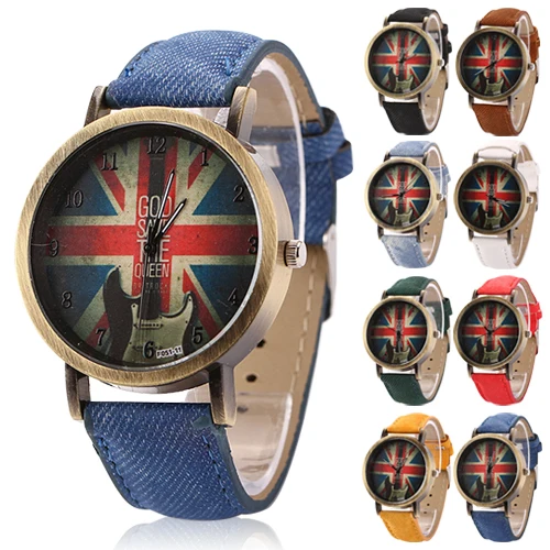 Popular UK Style Designed Vintage Bronze Denim UK Flag Watches Quartz Analog WristWatch 5V44
Popular UK Style Designed Vintage Bronze Denim UK Flag Watches Quartz Analog WristWatch 5V44