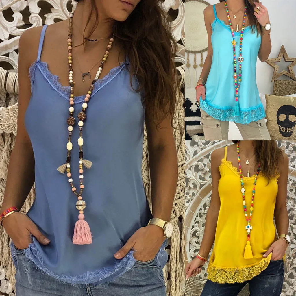 Mature Ladies Tops Women Solid Sexy Lace Patchwork Insert V-Neck Sling Loose Tank Tops Blouse camiseta tirantes mujer
Mature Ladies Tops Women Solid Sexy Lace Patchwork Insert V-Neck Sling Loose Tank Tops Blouse camiseta tirantes mujer