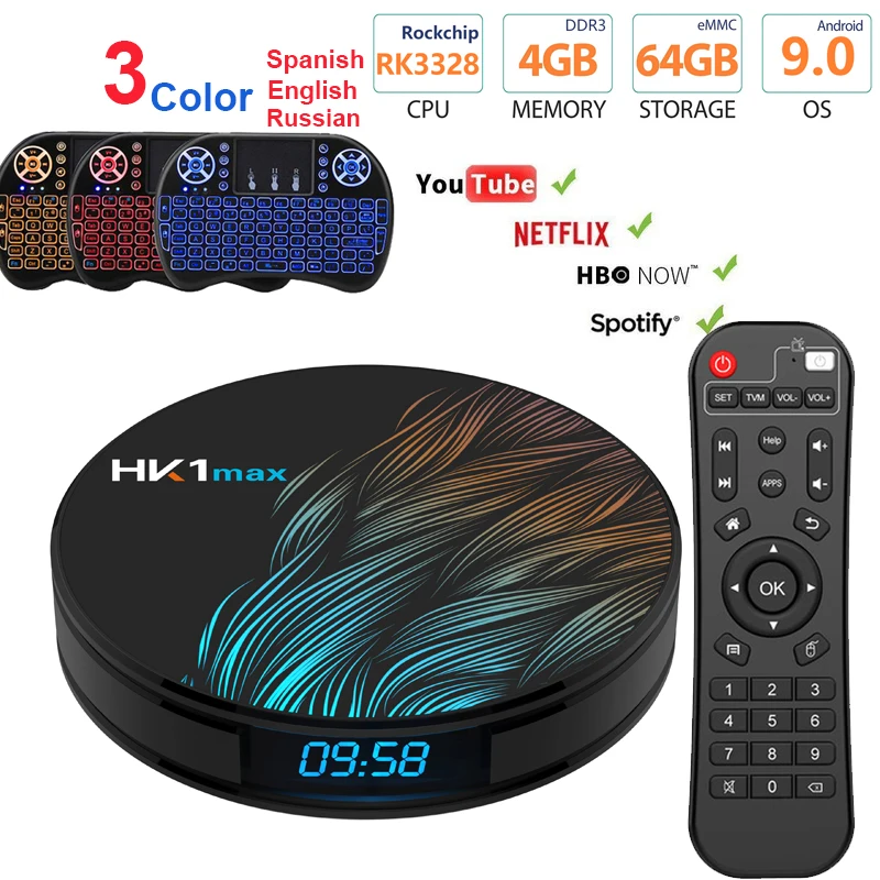 HK1MAX Smart tv box Android 9.0 2.4G/5G Wifi USB3.0 RK3328 Quad Core 4K 1080P Full HD hk1 max Set-Top Box Netflix Media Player
HK1MAX Smart tv box Android 9.0 2.4G/5G Wifi USB3.0 RK3328 Quad Core 4K 1080P Full HD hk1 max Set-Top Box Netflix Media Player