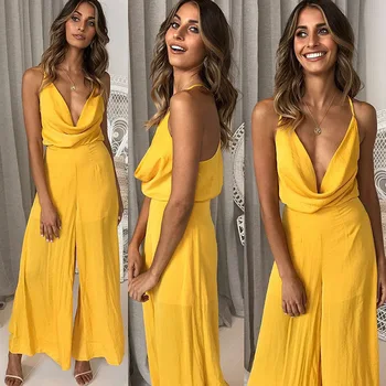 Fashion Sexy Romper Women Sexy Deep V-Neck Jumpsuit 2019 Summer Long Elegant Rompers Wide Leg Playsuit Backless Casual Jumpsuits
Fashion Sexy Romper Women Sexy Deep V-Neck Jumpsuit 2019 Summer Long Elegant Rompers Wide Leg Playsuit Backless Casual Jumpsuits