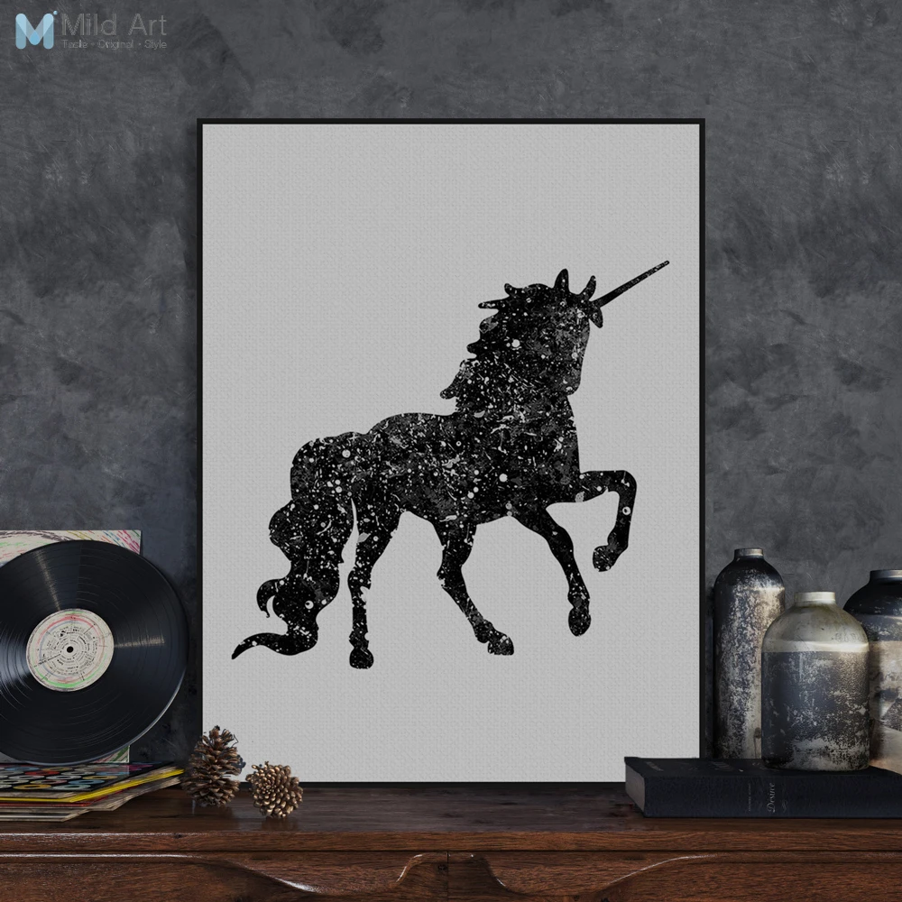 

Modern Watercolor Animated Fairies Picture Unicorn A4 Art Print Poster Abstract Horse Wall Canvas Painting Girl Room Home Decor