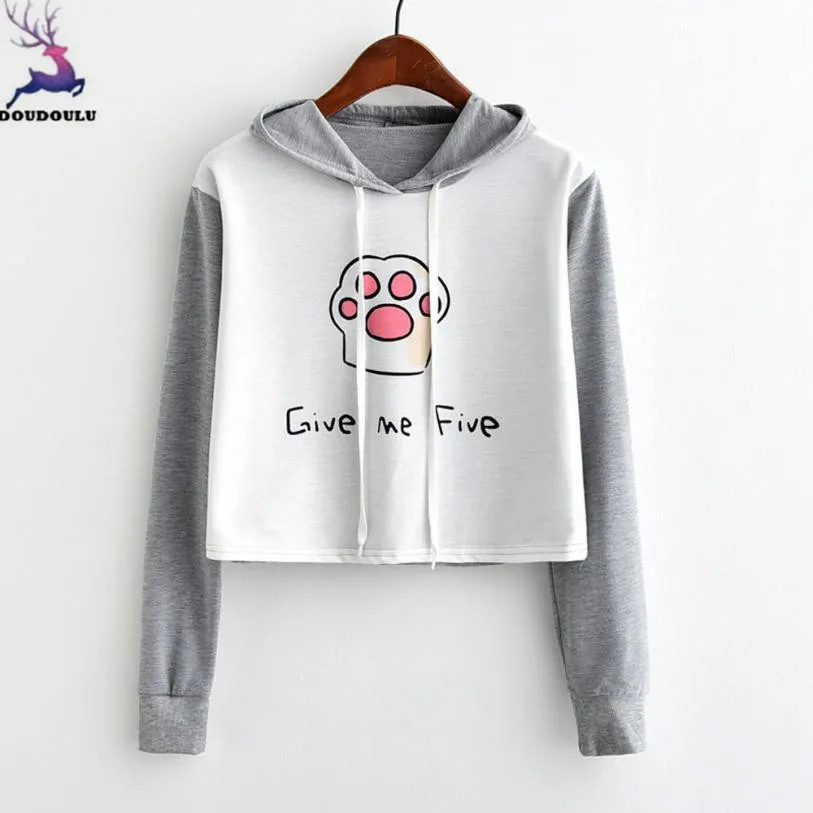 DOUDOULU Cat Claw Letter Print Women sweatshirt Long Sleeve Short Hood Blouse Tops Pullover lady hooeded Moletom Feminino #WMEW
DOUDOULU Cat Claw Letter Print Women sweatshirt Long Sleeve Short Hood Blouse Tops Pullover lady hooeded Moletom Feminino #WMEW