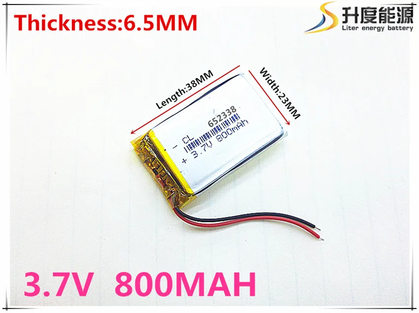 3.7V lithium polymer battery 6.5*2338 652338 800mAh MP3 MP4 GPS Bluetooth 6.5*23*38mm lithium battery small stereo bluetooth GPS
3.7V lithium polymer battery 6.5*2338 652338 800mAh MP3 MP4 GPS Bluetooth 6.5*23*38mm lithium battery small stereo bluetooth GPS