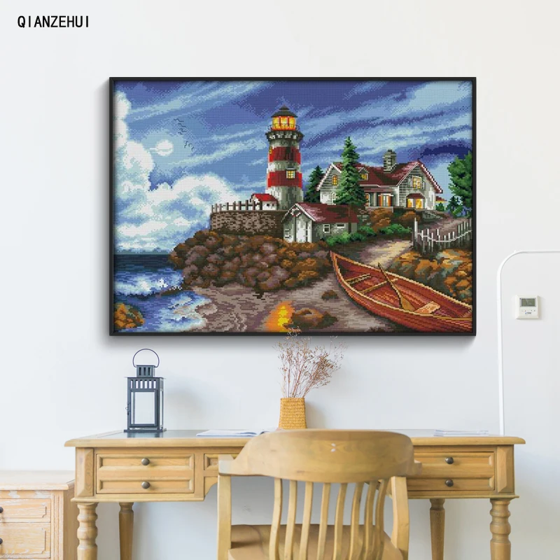 QIANZEHUI,Needlework,DIY The seaside lighthouse Cross stitch,Sets For Embroidery kits The seaside lighthouse Cross-Stitch
QIANZEHUI,Needlework,DIY The seaside lighthouse Cross stitch,Sets For Embroidery kits The seaside lighthouse Cross-Stitch