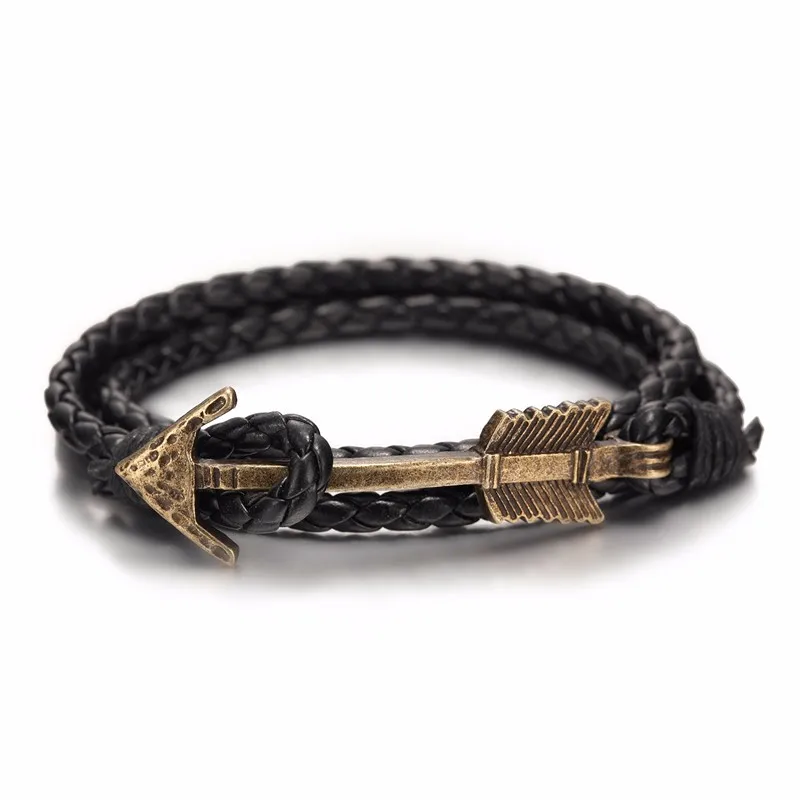 LIVVY 2017 New multi layer leather Charm Bracelet Bangle Vintage bronze arrow anchor male and female lover gift
LIVVY 2017 New multi layer leather Charm Bracelet Bangle Vintage bronze arrow anchor male and female lover gift