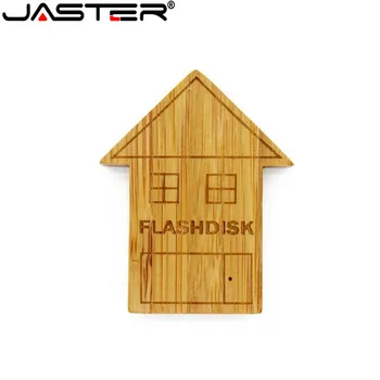 

JASTER wooden house Pendrive houten USB Flash Drive Memory Stick pendrive 4gb 8gb 16gb 32gb LOGO laser engraving gift