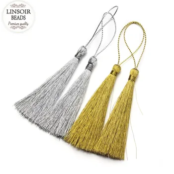 

LINSOIR 30pcs/lot 40 60 80 mm Rayon Silk Tassel Gold Color Chinese Knot Cotton Tassels For DIY Jewelry Making Borlas Piel F3051