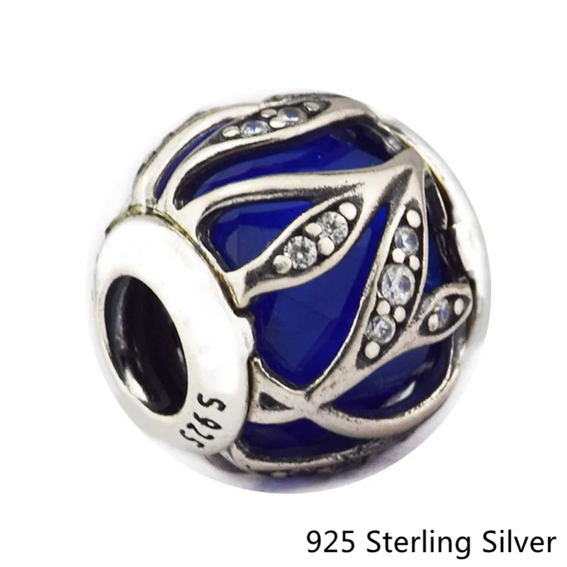 

CKK Blue Nature's Radiance Charms 925 Sterling Silver Beads Original Jewelry Making Fits For Bracelets
