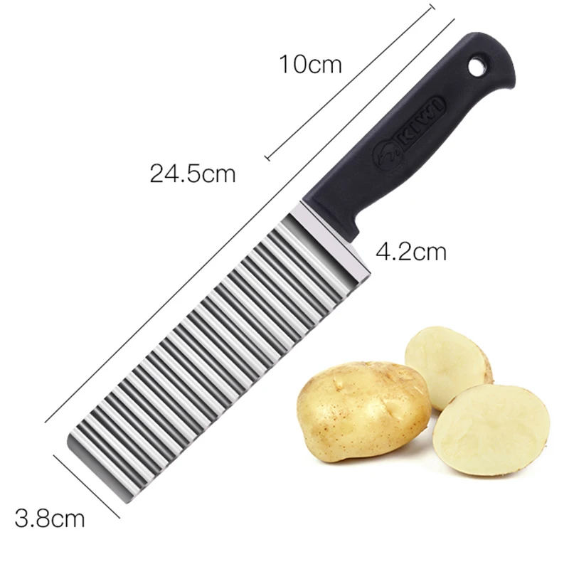 Potato French Fry Cutter Stainless Steel Kitchen Gadgets Accessories Serrated Blade Easy Slicing Potato Wave Knife Chopper Tools
Potato French Fry Cutter Stainless Steel Kitchen Gadgets Accessories Serrated Blade Easy Slicing Potato Wave Knife Chopper Tools