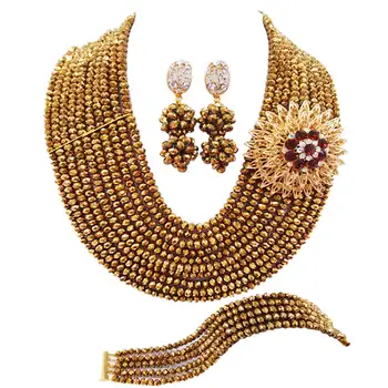 Fashion Golden Brown African Beads Jewelry Set Crystal Beaded Necklace Nigerian Wedding Party Jewelry Sets 10DS06
Fashion Golden Brown African Beads Jewelry Set Crystal Beaded Necklace Nigerian Wedding Party Jewelry Sets 10DS06