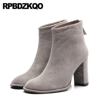 grey high heel gray quality sheepskin genuine leather fall winter suede shoes chunky fur thick women ankle boots 2018 round toe
grey high heel gray quality sheepskin genuine leather fall winter suede shoes chunky fur thick women ankle boots 2018 round toe