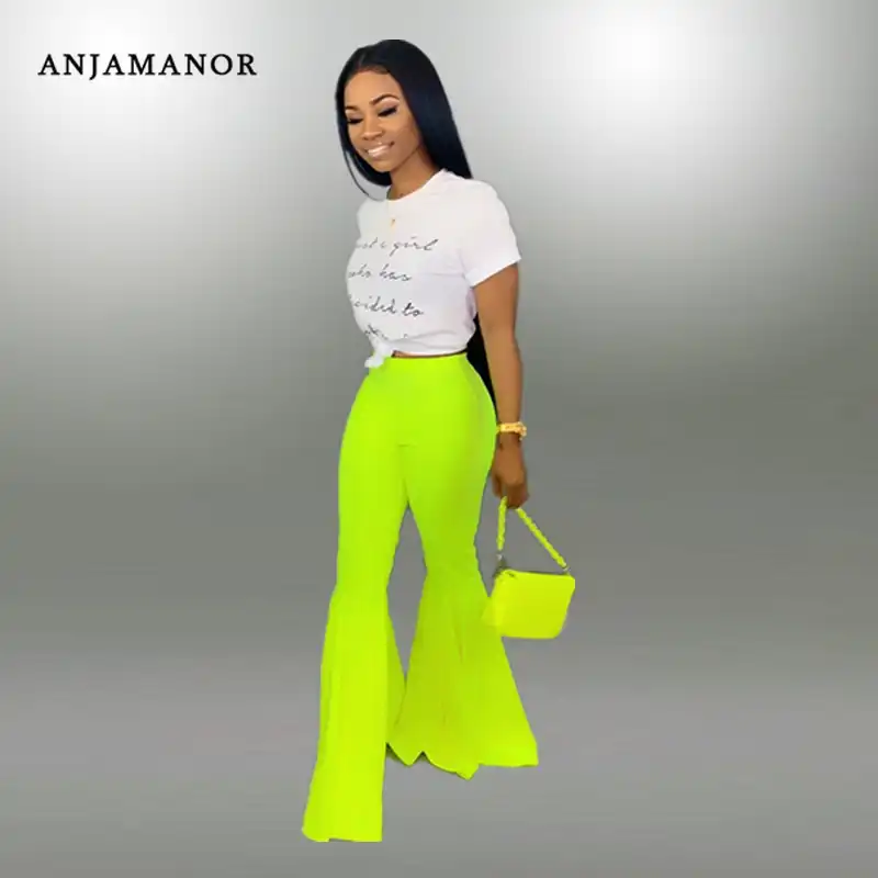 neon flare trousers