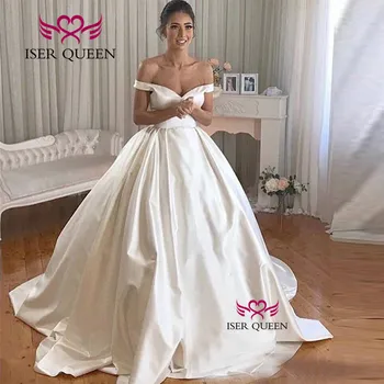 Off Shoulder Elegant Satin Wedding Dress Cap Sleeve Plus Size Wedding Gowns Court Train Bride Dresses W0538
Off Shoulder Elegant Satin Wedding Dress Cap Sleeve Plus Size Wedding Gowns Court Train Bride Dresses W0538
