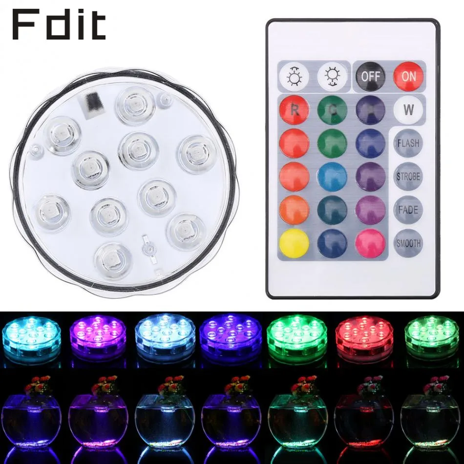 10LEDs Submersible Pool Light Waterproof Underwater Light Lamp RGB With Remote Controlled for Vase Party Fish Tank vijver decora
10LEDs Submersible Pool Light Waterproof Underwater Light Lamp RGB With Remote Controlled for Vase Party Fish Tank vijver decora