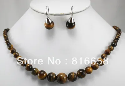 

Pretty real nature tiger's eye jade necklace earring set