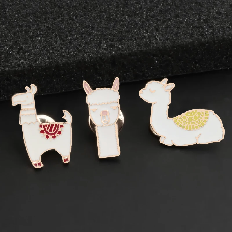 

3pce/set Cartoon Alpaca Sheep Camel Enamel Pins Animal Brooch Button Accessories Desert Lovers Badge Brooches For Women Jewelry