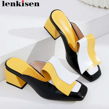 Lenkisen mixed colors natural leather slip on mules art design thick high heels square toe women pumps simple style shoes L51
Lenkisen mixed colors natural leather slip on mules art design thick high heels square toe women pumps simple style shoes L51