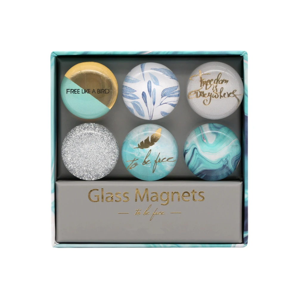 blue glass magnets fridge round decorative dry erase board