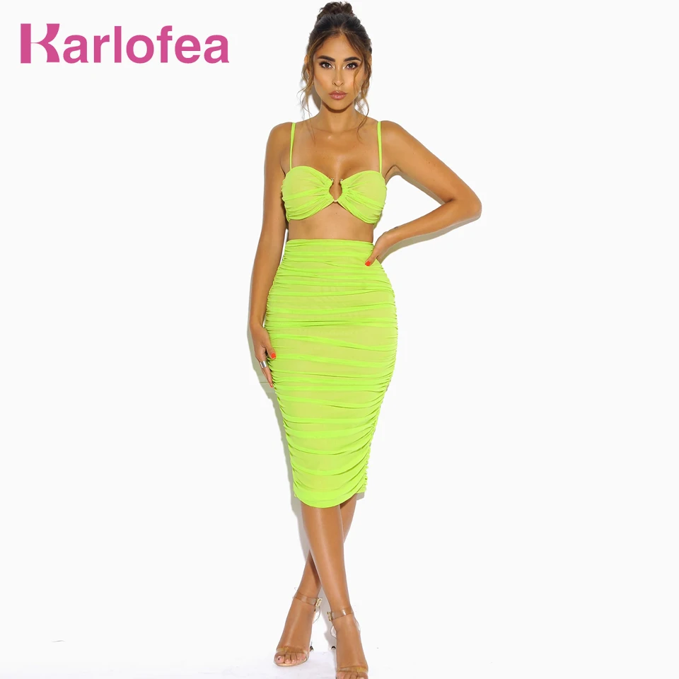 Karlofea Summer Lovely Mesh Ruched Two Piece Dress Chic Neon Green Pink Bodycon Midi Dress Outwear New Sexy Night Club Vestidos
Karlofea Summer Lovely Mesh Ruched Two Piece Dress Chic Neon Green Pink Bodycon Midi Dress Outwear New Sexy Night Club Vestidos