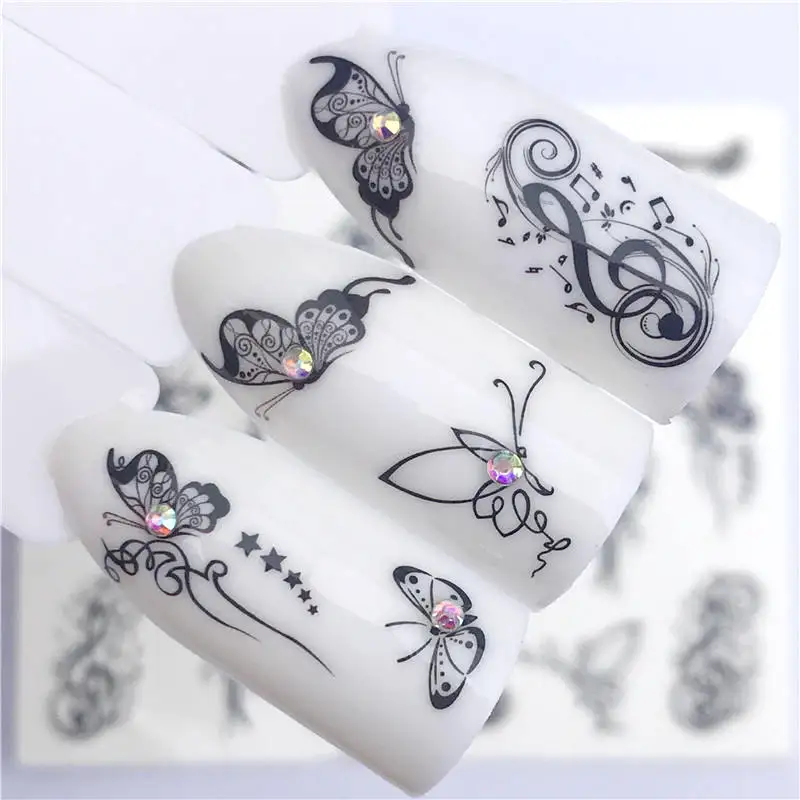 WUF 1 PC Hot Nail Sticker Black Butterfly Note Beauty Water Transfer Stamping Nail Art Tips Nail Decor Manicure Deca
WUF 1 PC Hot Nail Sticker Black Butterfly Note Beauty Water Transfer Stamping Nail Art Tips Nail Decor Manicure Deca