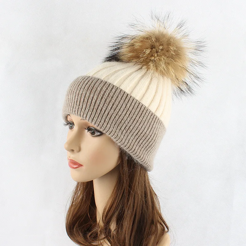Winter Hat Women Knit Beanie Wool Real Raccoon Fur Pompom Cap Skiing Warm Outdoor Accessory Brim Headwear Luxury
Winter Hat Women Knit Beanie Wool Real Raccoon Fur Pompom Cap Skiing Warm Outdoor Accessory Brim Headwear Luxury