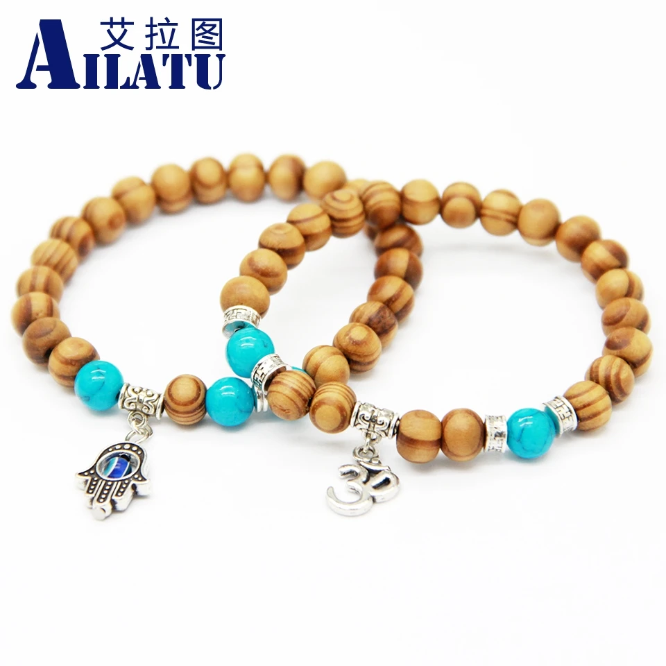 Ailatu New Products High Quality 8mm Beaded Wood Beads New OM Yoga Jewelry Bracelet
Ailatu New Products High Quality 8mm Beaded Wood Beads New OM Yoga Jewelry Bracelet